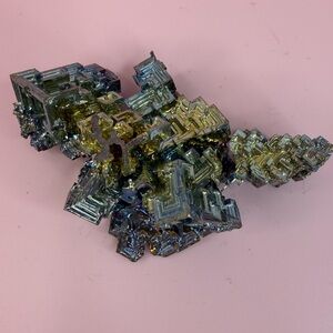 Iridescent Bismuth Crystal Cluster - Metallic Blue & Gold